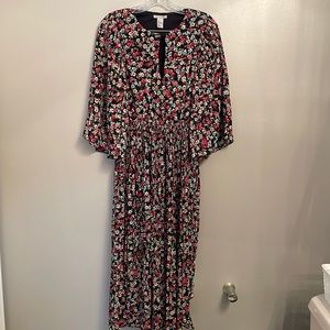 H&M Flutter Sleeve Midi Floral Dress Size 4